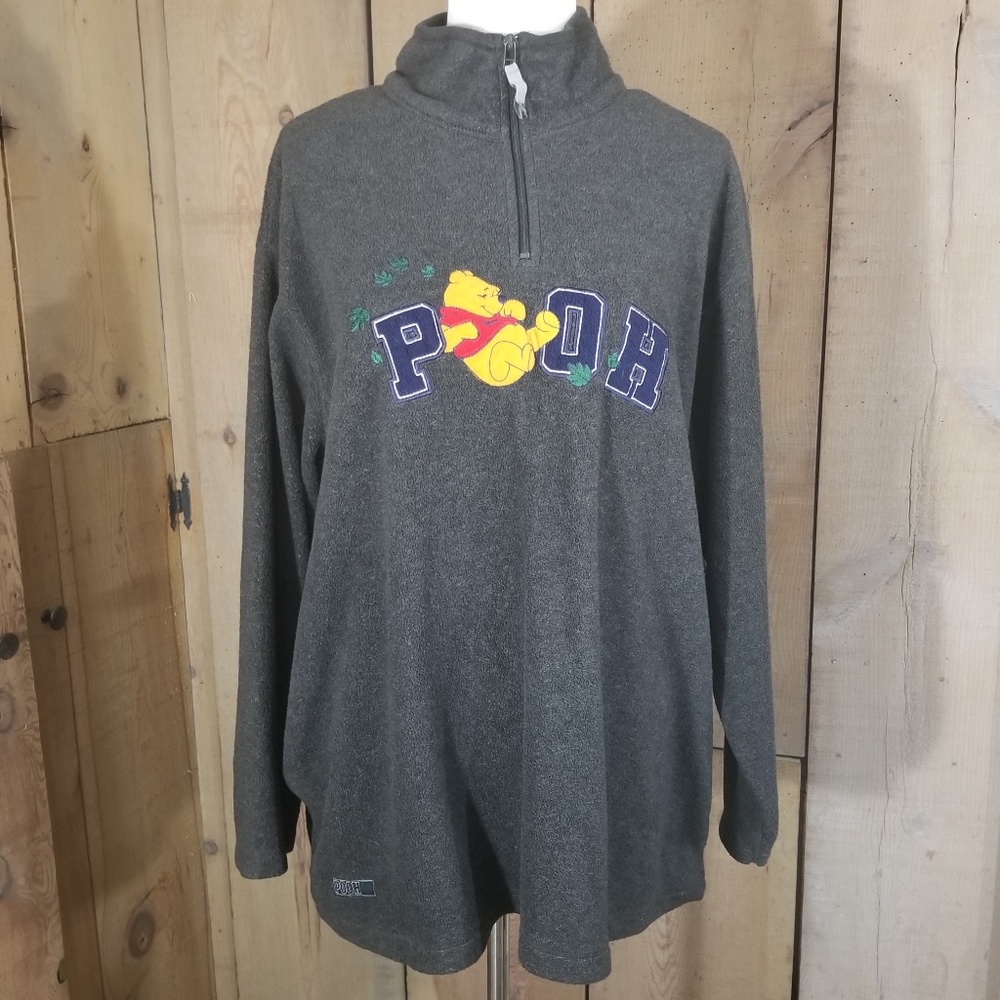 Disney Pooh Gray Fleece Pullover 1/4 Zip Size 2X